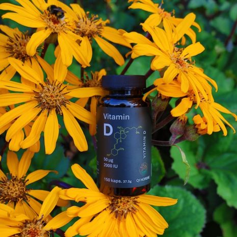 Orange flowers with a bee and vitamin D A photo of the product outside with some flowers. Click to go to the product page.